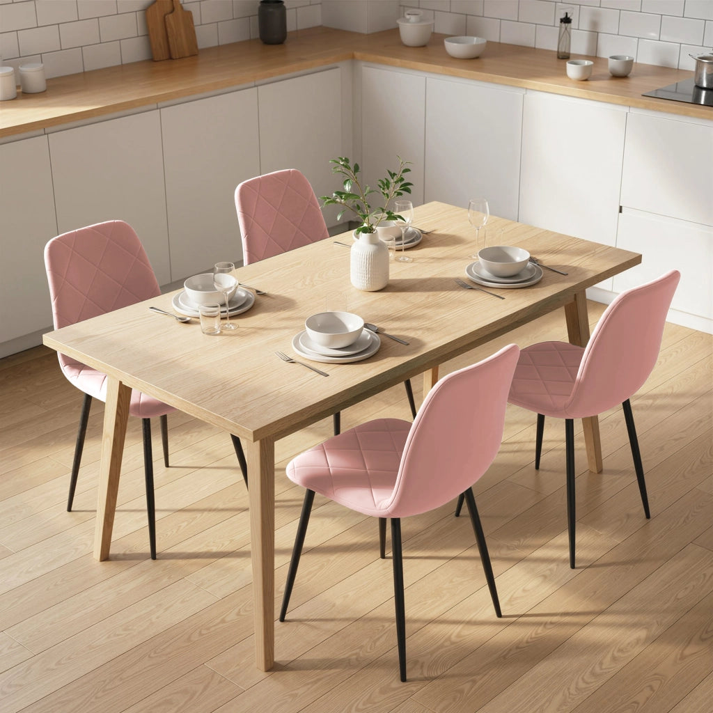 Set di 4 Sedie da Pranzo con Schienale in Velluto ¨C zephmum ¨C Rosa 45x54x87 cm