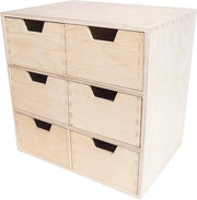 Cassa in legno con 6 cassetti - Compartimento di archiviazione - Multiplex senza stampa - 28,5 x 20 x 28,5 cm - Decoupage decorare - Cassa organizzatore cassettiera