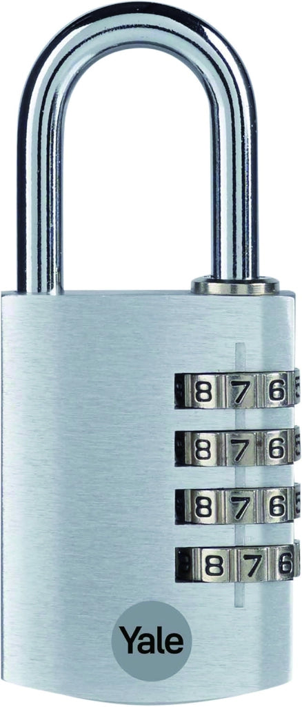 Yale LUCCHETTO DI SICUREZZA CON COMBINAZIONE mm. 20  Corpo alluminio - Arco acciaio  Col. Argento