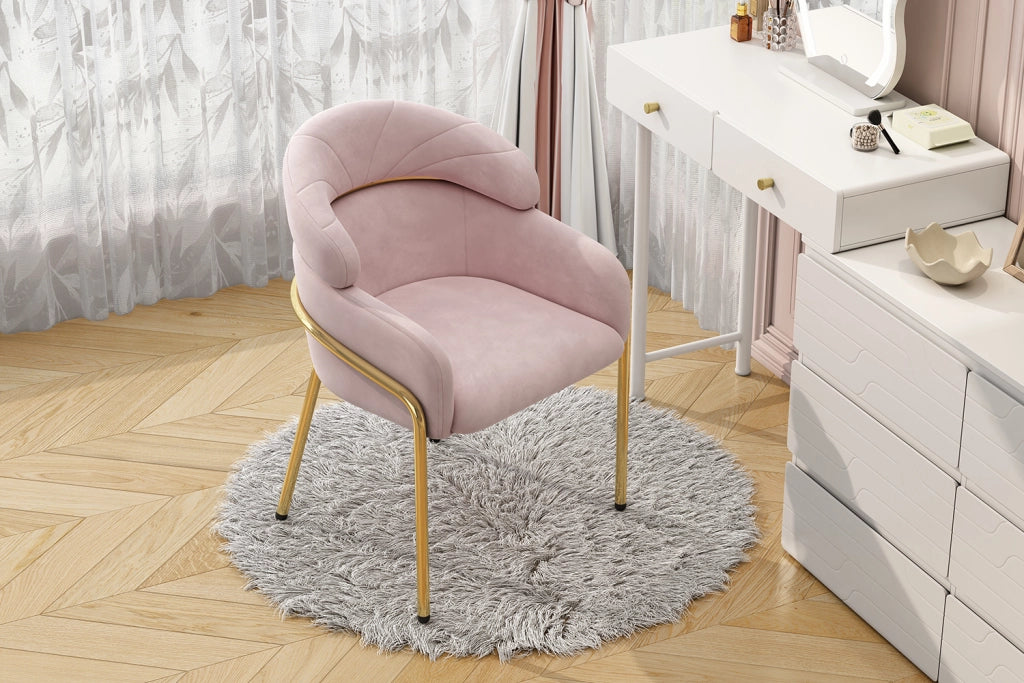 SEDIA da pranzo in velluto rosa con gambe in metallo