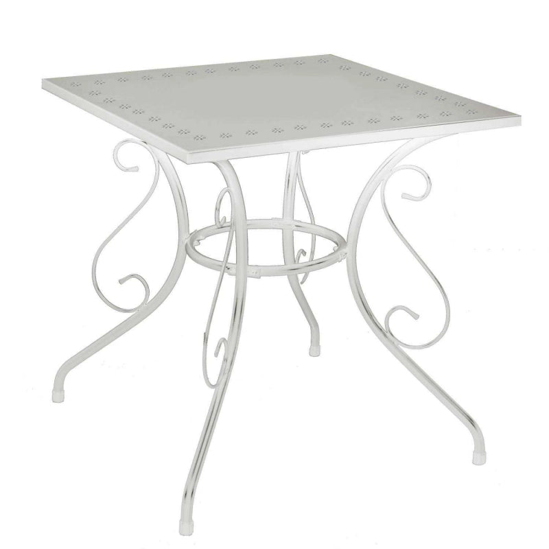 Tavolo metallo new old bianco crema quadro cm 70x70h72