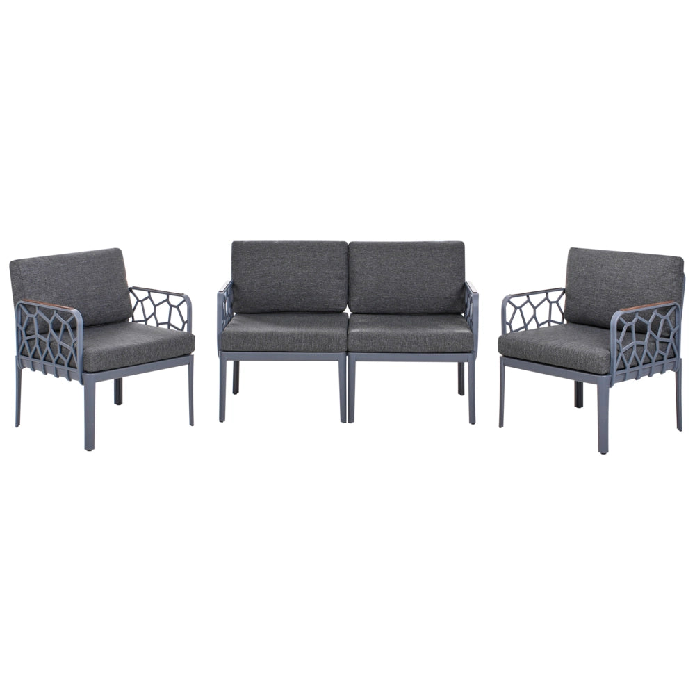 Set di divani da giardino 4 posti con struttura sintetica con cuscini beige scuro design modero