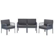 Set di divani da giardino 4 posti con struttura sintetica con cuscini beige scuro design modero