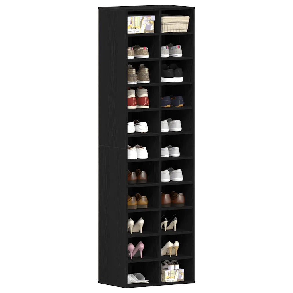 Scarpiera Rovere Nero 54x34x183 cm in Legno Multistrato 859378