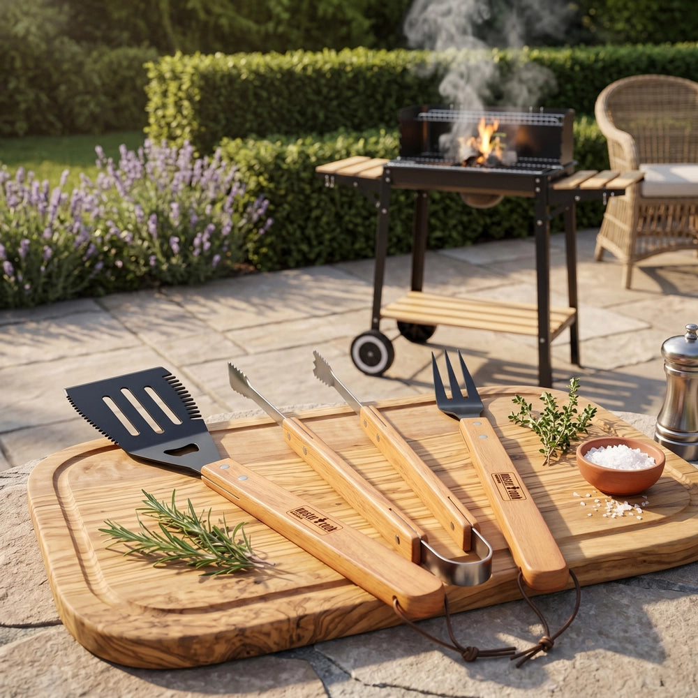 Set completo barbecue con 3 accessori