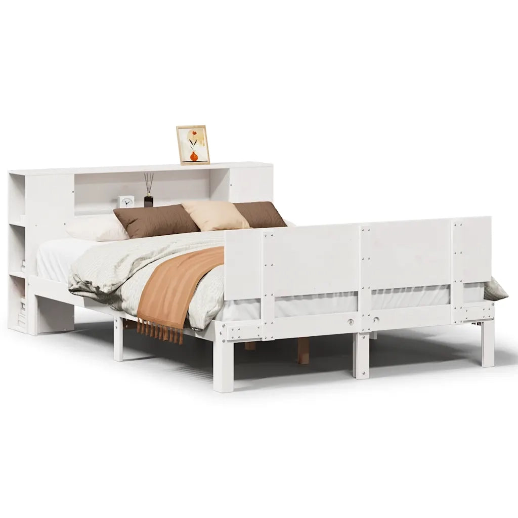 Letto Libreria senza Materasso Bianco 140x190 cm Legno di Pino 3322629