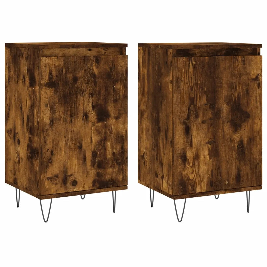 Credenze 2 pz | Madia | Buffet da pranzo | Armadio da pranzo Rovere Fumo 40x35x70 cm in Legno Multistrato