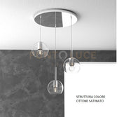 SOSP. OTTONE SAT. TONDA 3 LUCI VETRI TUTTI PICCOLO TRASPARENTE 1155OS-S3 TP-TR