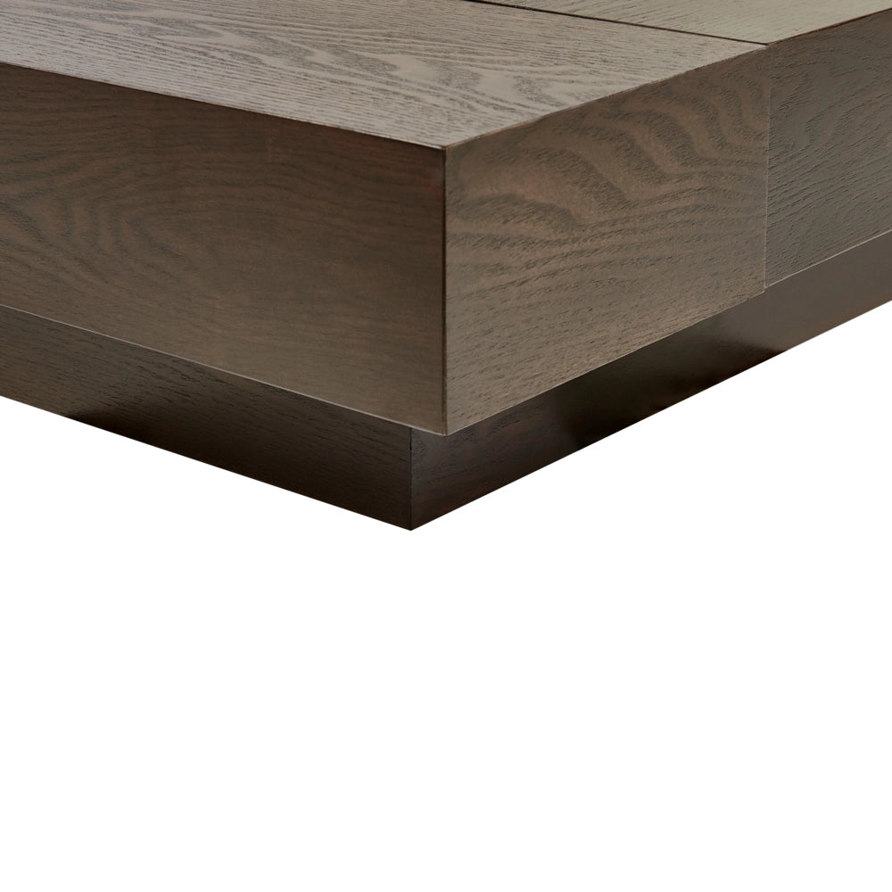 Letto LED in stile giapponese in frassino scuro 180 x 200 cm testata in legno impiallacciato MDF testata in ecopelle camera da letto a basso profilo