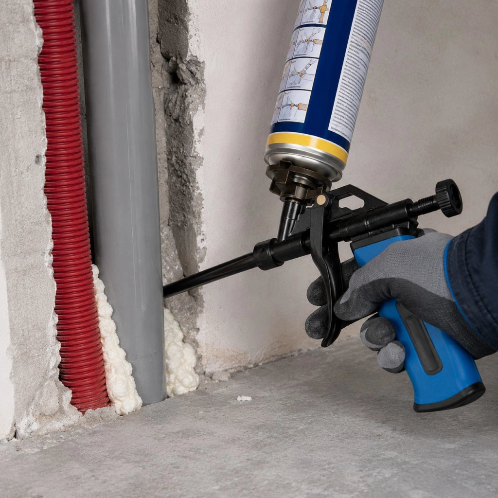 Pistola professionale per schiuma poliuretanica PU Victeche con rivestimento Teflon canna 160 mm ugello 2 mm regolabile