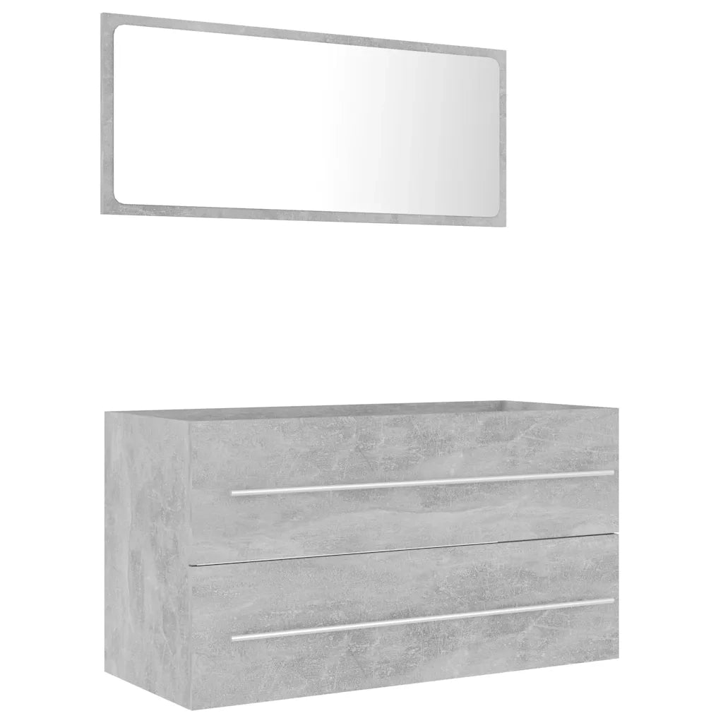 Set Mobili da Bagno 2 pz Grigio Cemento in Legno Multistrato 804849