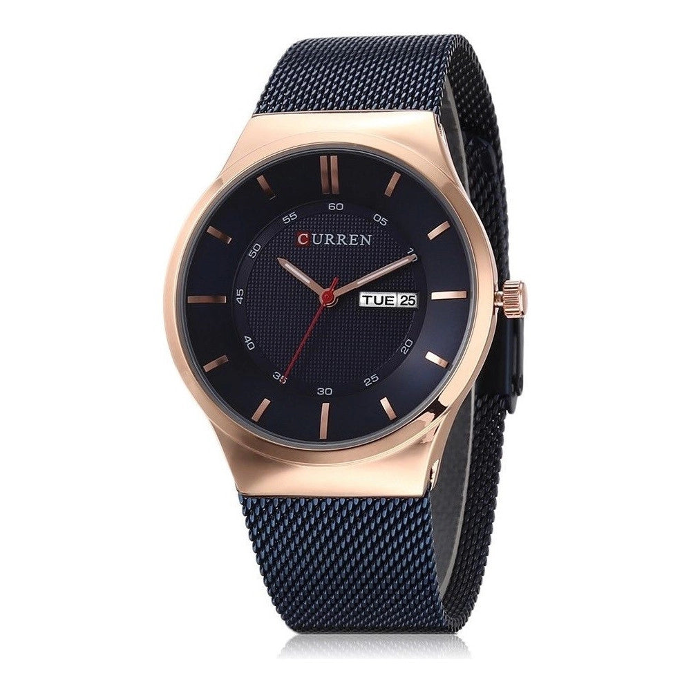Trade Shop - Orologio Polso Curren 8311 Analogico Quarzo Data Maglia Milano Nero Nero -