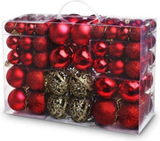 Set di 100 palline di Natale - Rosso e Oro - Palline di Natale in plastica indeformabile - Decorazione per albero di Natale - Ornamenti per decorazione di Natale - Decorazione festiva - Luccicante opaco glitter aperto - Ø 3/4/6cm