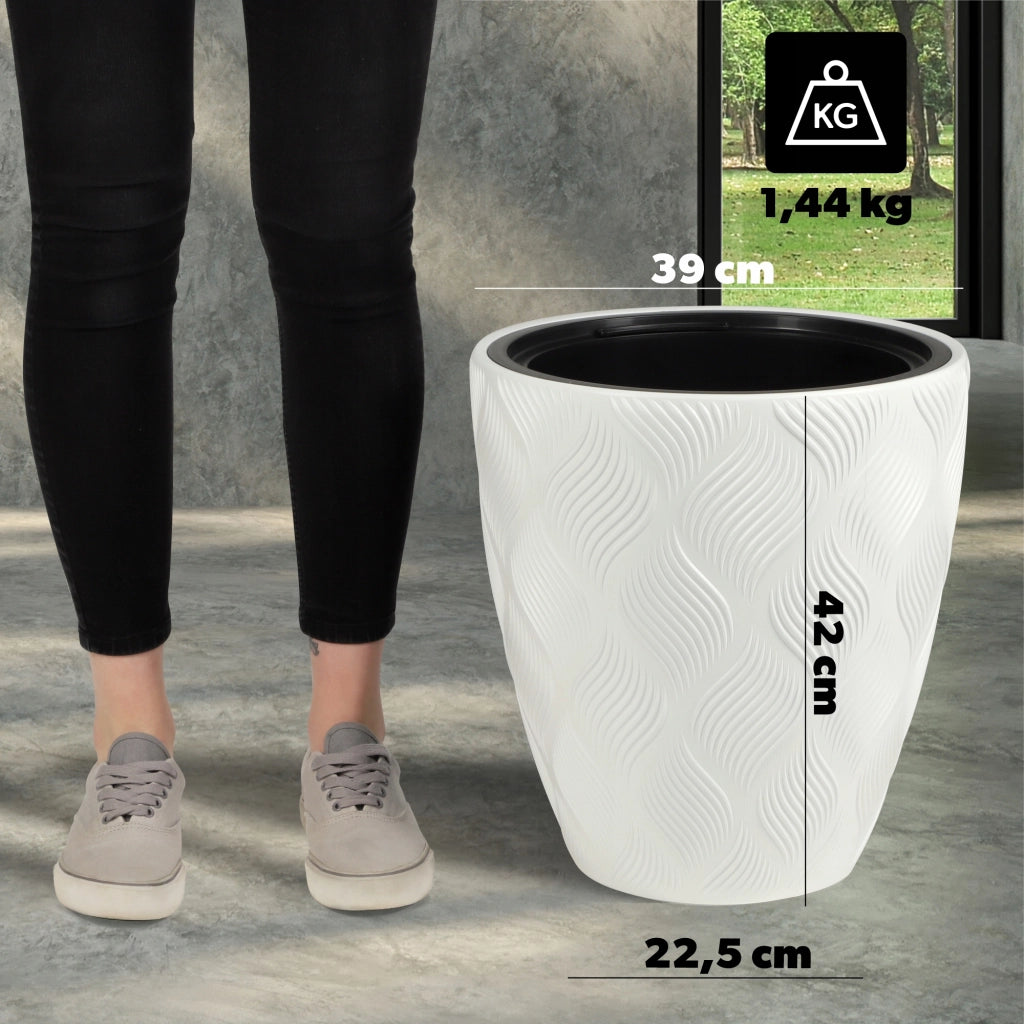 Vaso da fiori KADAX con inserto 42 cm, copertura per vaso da fiori in plastica alta