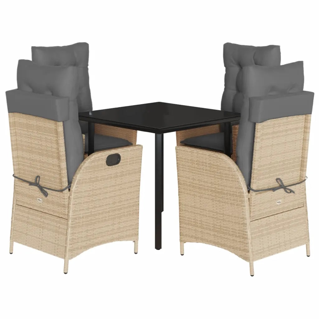 Set da Pranzo da Giardino 5 pz con Cuscini Beige in Polyrattan 3213265