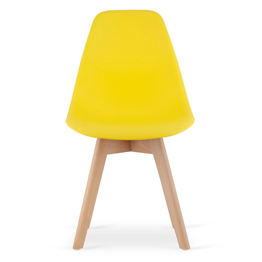 Set di 3 Sedie Kito in Polipropilene Giallo con Gambe in Legno di Faggio