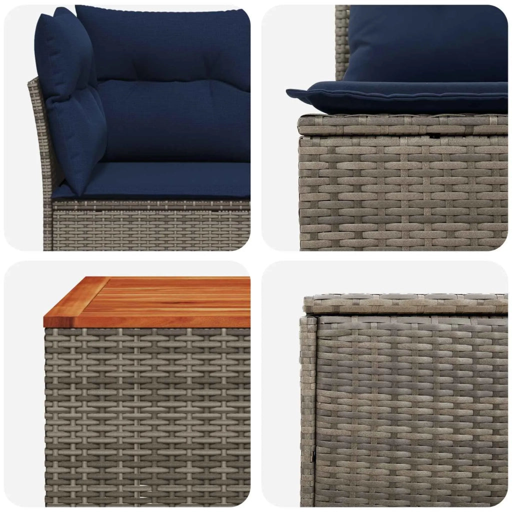 Set di divani 6 pz Grigio e Blu Navy Rattan sintetico e Acciaio 3447355