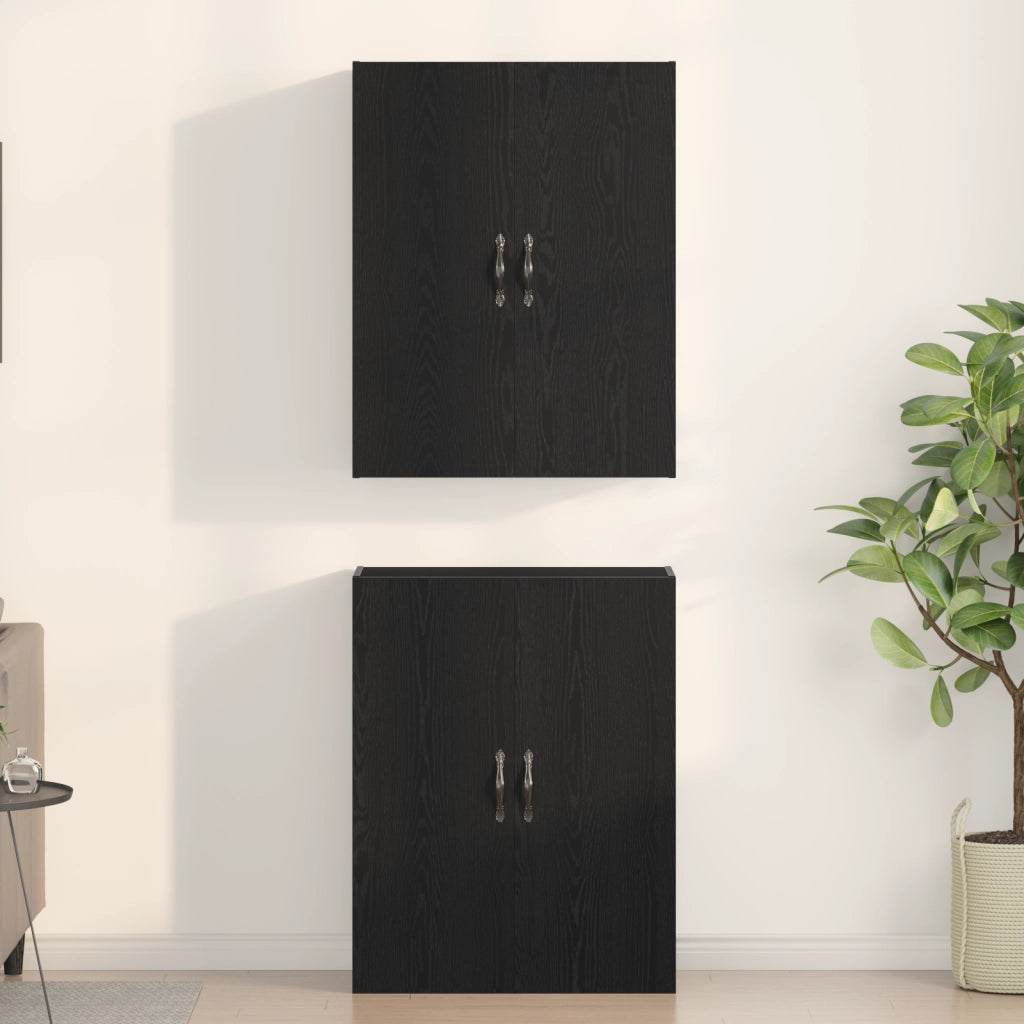 Armadi  2 pz Nero Rovere 69,5x34x180 cm Legno ingegnerizzato