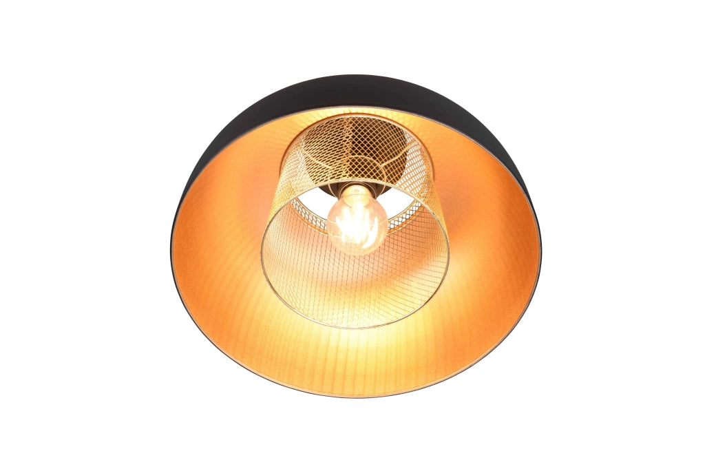 Plafoniera, metallo, nero e oro, D 35 cm, Punch