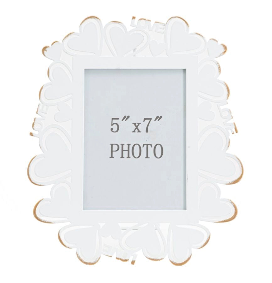 Cornice Heart 25x14,5x27,7 cm in Ferro e Vetro Bianco e Oro