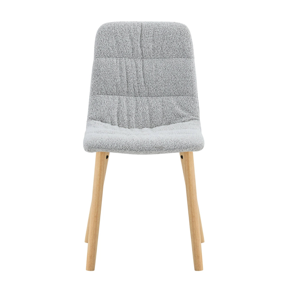 Sedia da Pranzo Set da 2 con Schienale Ergonomico e Pieghe Decorative, in Tessuto e Legno Massello, Grigio Chiaro