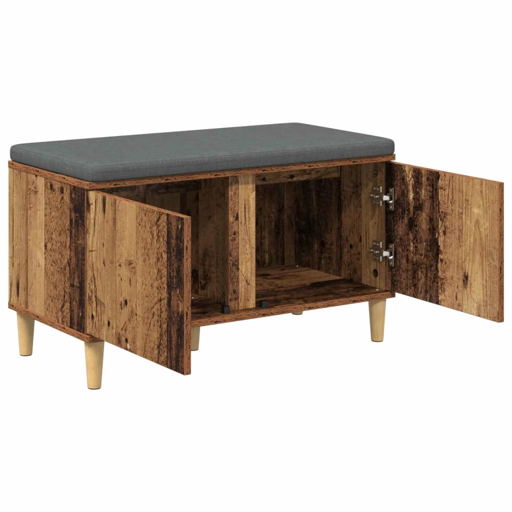 Panca per ingresso con cuscino Legno vecchio 80 x 38 x 46 cm 891534