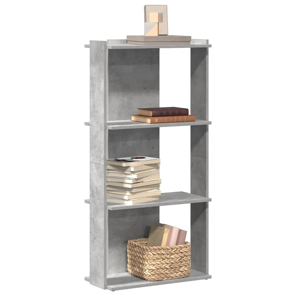 Libreria 3 Ripiani-Scaffale per Libri-Mobile di Stoccaggio Grigio Cemento 60x30x120 cm Multistrato