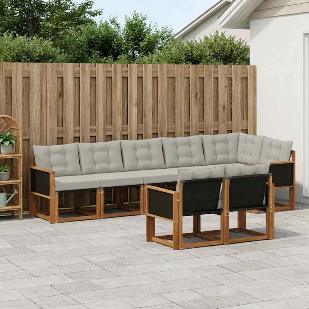 Set di divani da esterno 8 pz Naturale e Grigio Chiaro 3382023