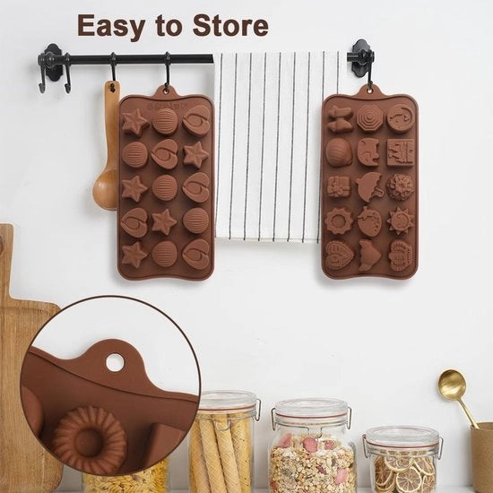Mold per Chocolata - 4 Pezzi - Silicone - Antiaderente - Flessibile - Sicuro per l'Alimentazione - Dimensioni 21 x 10,3 cm - Mold per Chocolata