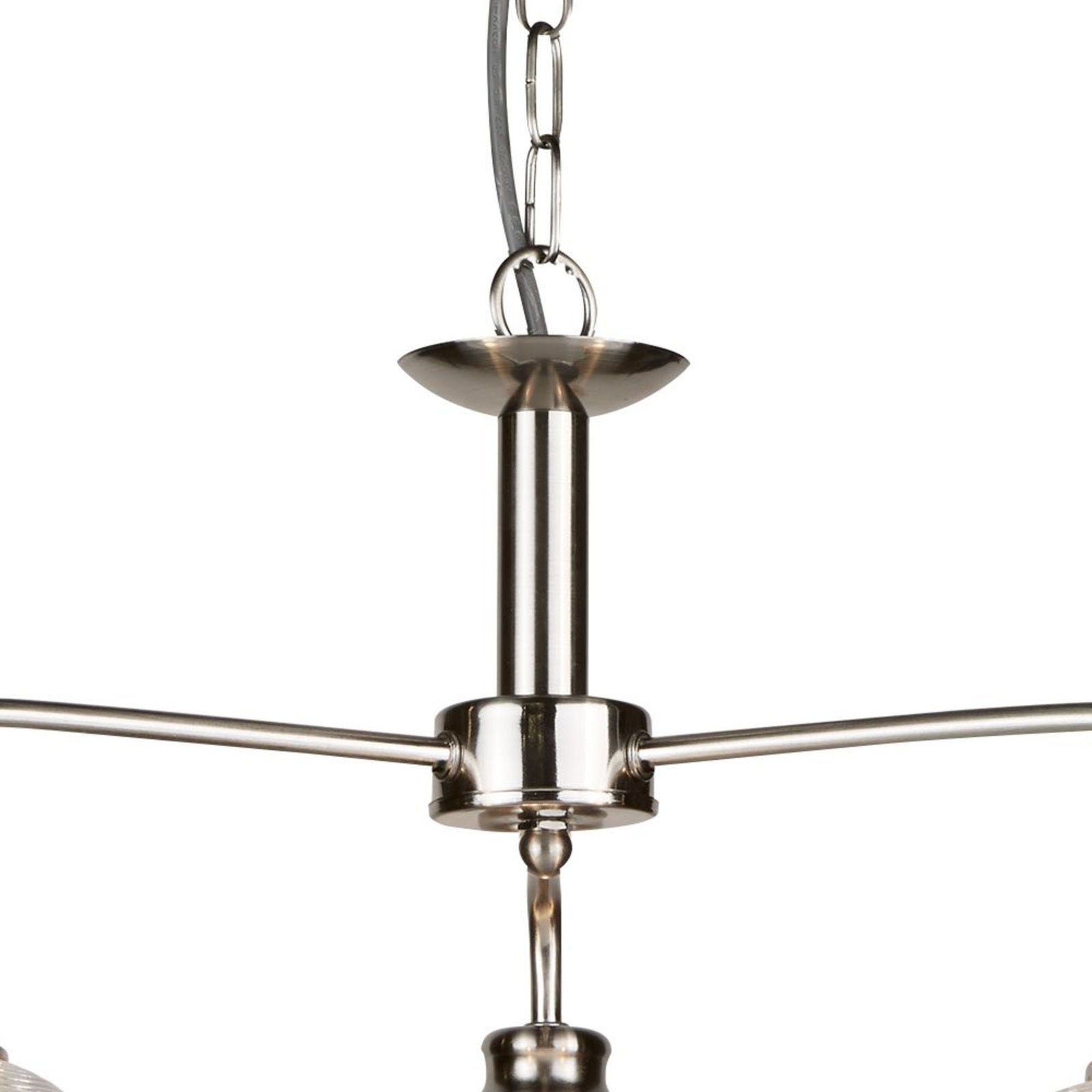 Lampadario Contemporaneo Bistrot Ii Acciaio Argento Vetro 3 Luci E27