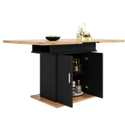 Tavolo da pranzo estensibile 110-140x70x76 cm in MDF nero con contenitore