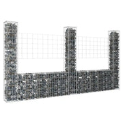 Cesto Gabbione a U con 3 Pali in Ferro 260x20x150 cm 151283