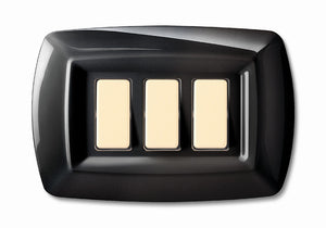 tondo' placca mod.magic termoplastica a 3posti color nera cod:ferx.16834