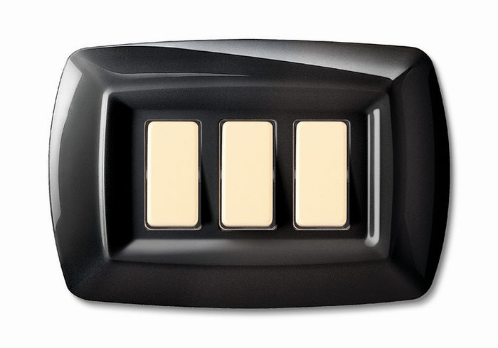 tondo' placca mod.magic termoplastica a 3posti color nera cod:ferx.16834