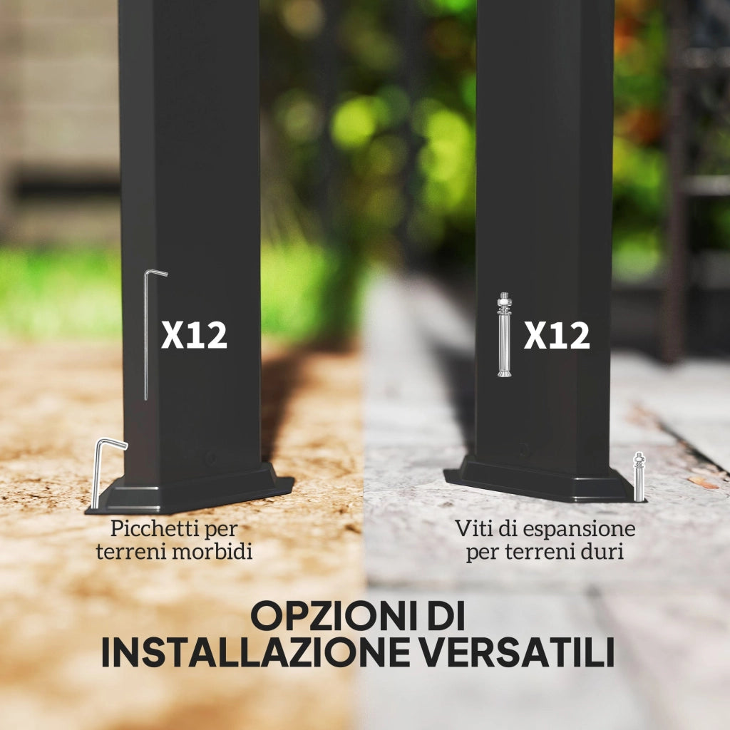 Gazebo Pergola da Giardino 300x300x227 cm con Telo Retrattile e Tenda a Rullo Grigio Scuro