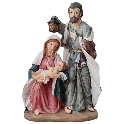 Set Natività in Resina con Giuseppe Maria e Gesù 24cm Presepe Natalizio