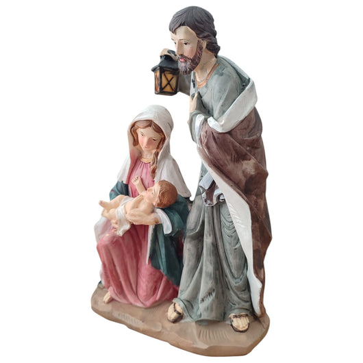Set Natività in Resina con Giuseppe Maria e Gesù 24cm Presepe Natalizio