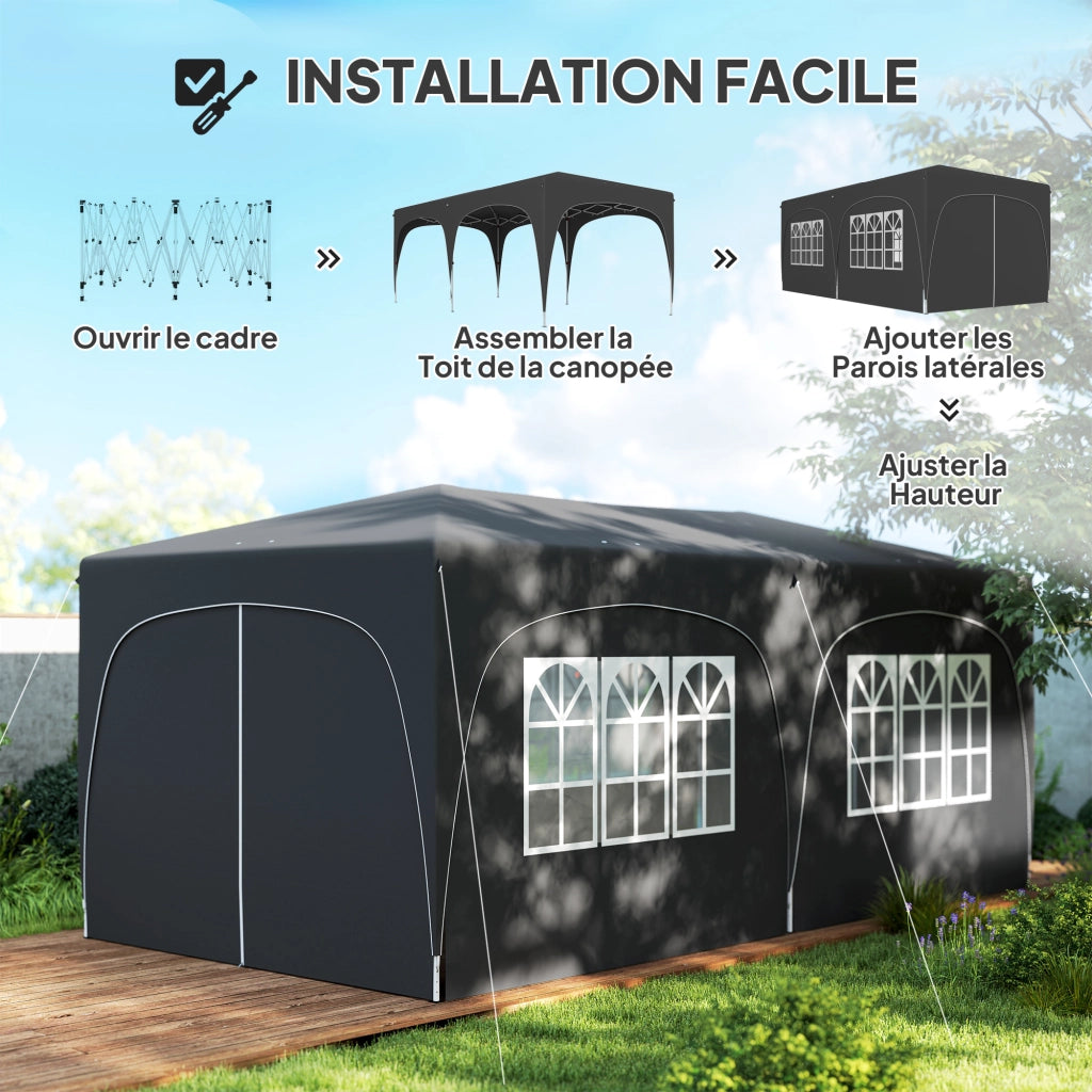 Tonnelle pliante 3x6m ¨C zephmum ¨C Grigio scuro