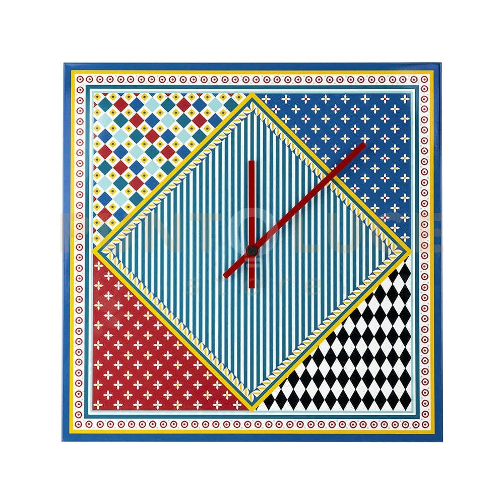 OROLOGIO PICCOLO DECOR 35X35 IN CRISTALLO ACRILICO DECORATO DISEGNO FOULARD