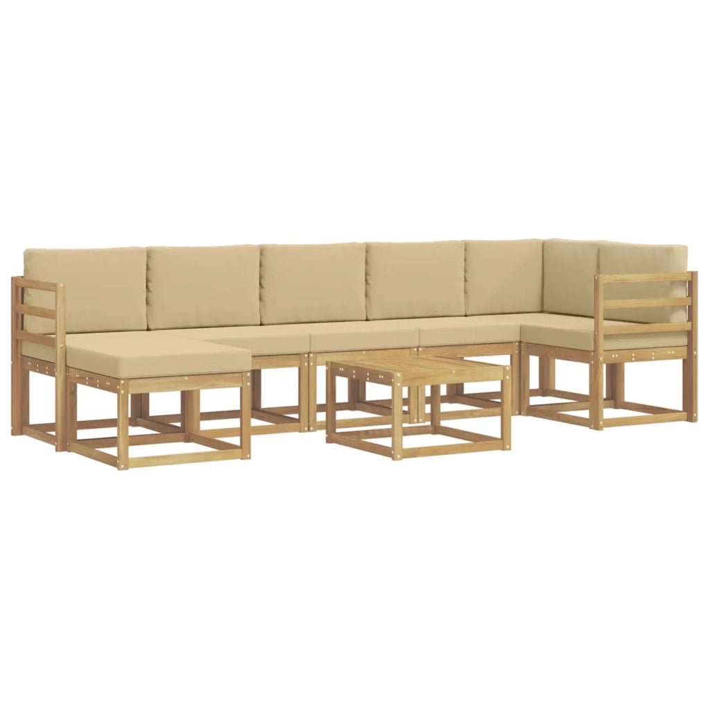 Set di divani da esterno 8 pz Bianco e Beige Poliestere 3387967