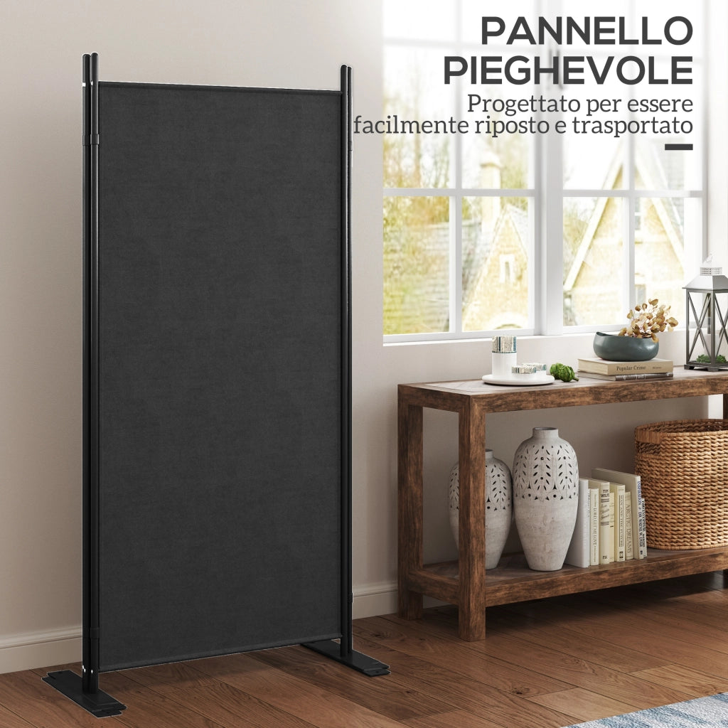 Paravento Esterno 3 Pannelli Pieghevole ¨C Zephmum ¨C Grigio Carbone Poliestere Metallo 252x44x176 cm