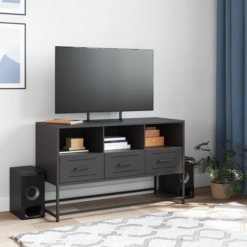 Mobile TV | Armadietto TV | Mobile Porta TV Nero 100,5x39x60,5 cm in Acciaio