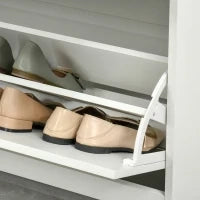 Scarpiera Moderna in Legno, 2 Cassetti con Mensola Regolabile per 16 Scarpe e Cassetto Piccolo, 70x29x92cm, Bianco