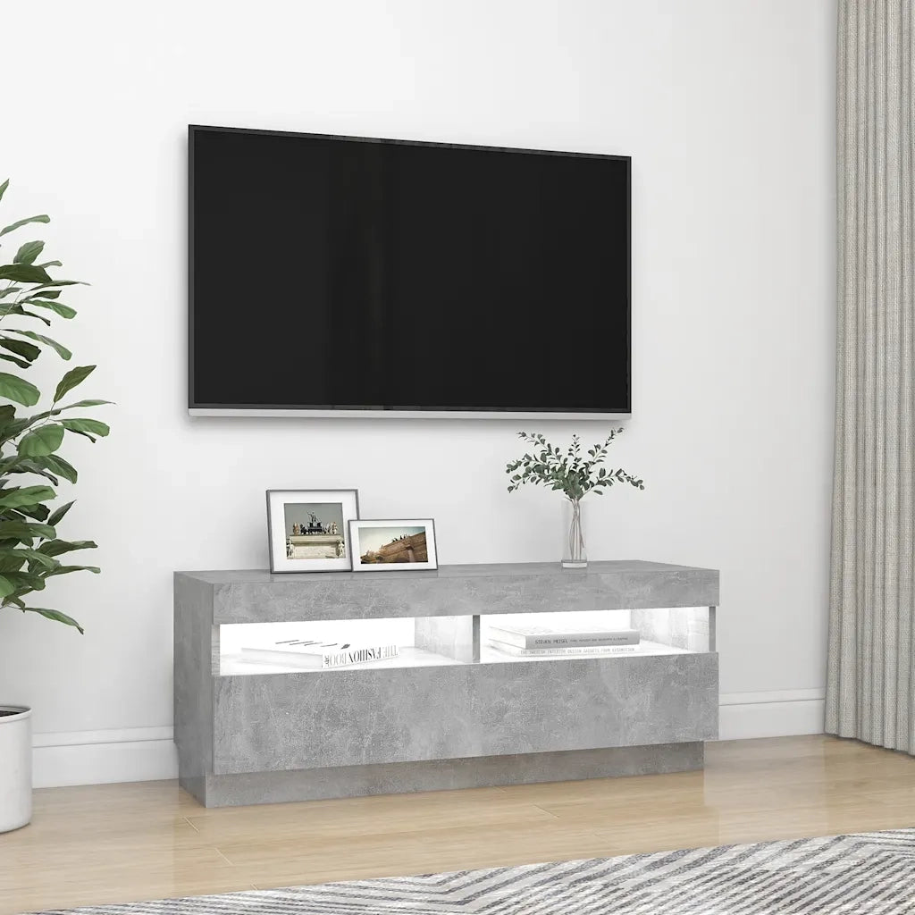 Mobile Porta TV con Luci LED-Mobile per TV-Credenza TV Grigio Cemento 100x35x40 cm