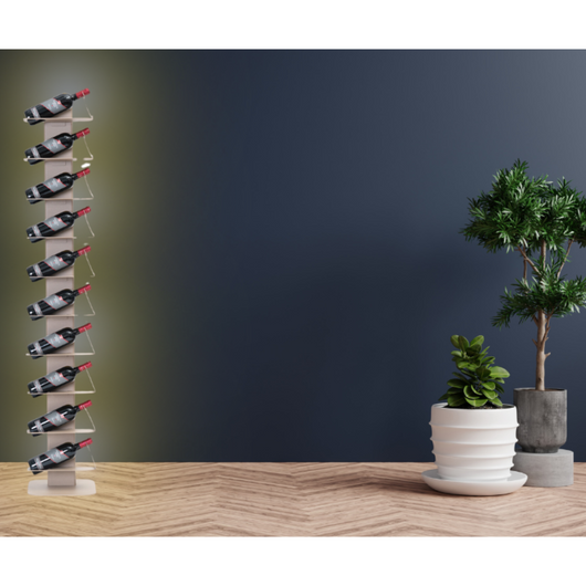 ALUBOX VIRGO Porta Vino Da Terra A Colonna Autoportante Illuminata 167X30X30 Cm Portabottiglie Vino Da Terra In Alluminio Con Mensole A C In Lamiera Zincata Capacità 10-20 Bottiglie