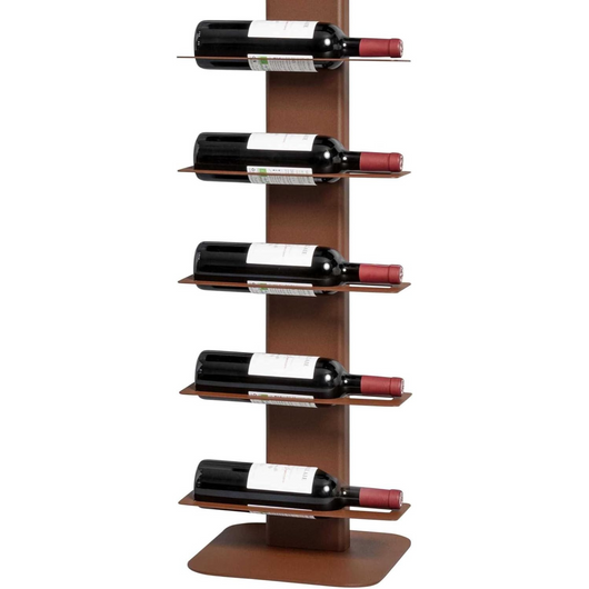 ALUBOX VIRGO Porta Vino Da Terra A Colonna Autoportante Illuminato 167X34X30 Cm Portabottiglie Vino Da Terra In Alluminio Con 10 Mensole Piatte In Lamiera Zincata Capacità 10 Bottiglie