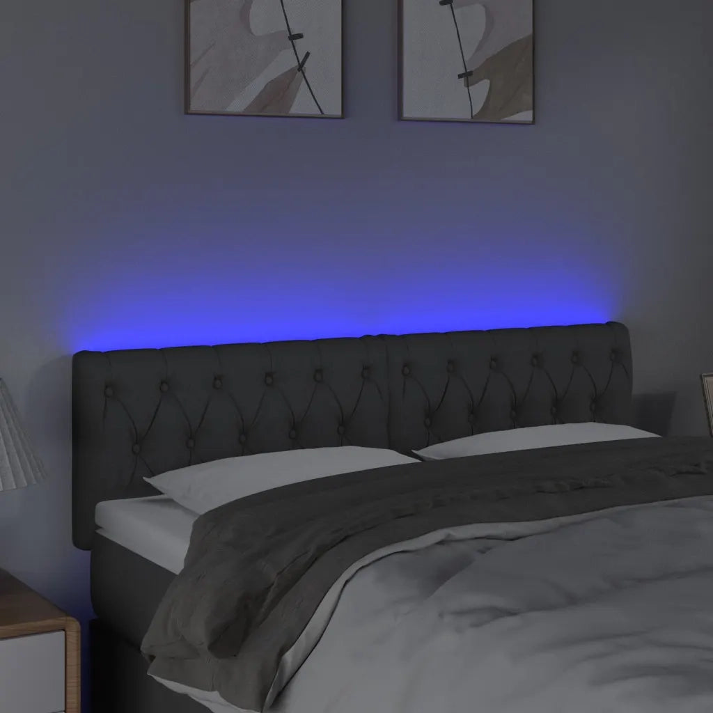 Testiera a LED Grigio Scuro 144x7x78/88 cm in Tessuto 3121947