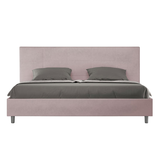 Letto Matrimoniale King size rivestito in Microfibra - MIKA Colore: Glicine, Tipologia Letto: Con Rete e Contenitore, Dimensione Rete: 180x190
