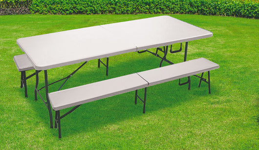 Tavolo Pieghevole per Catering in Acciaio e Plastica Soriani Bianco