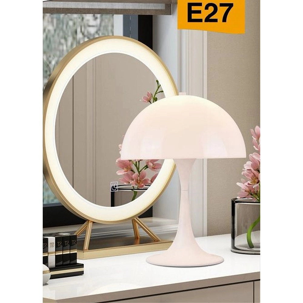 Trade Shop - Lume Moderno Bianco Abat Jour Attacco E27 Lampada Da Tavolo Scrivania Lumetto D12 -